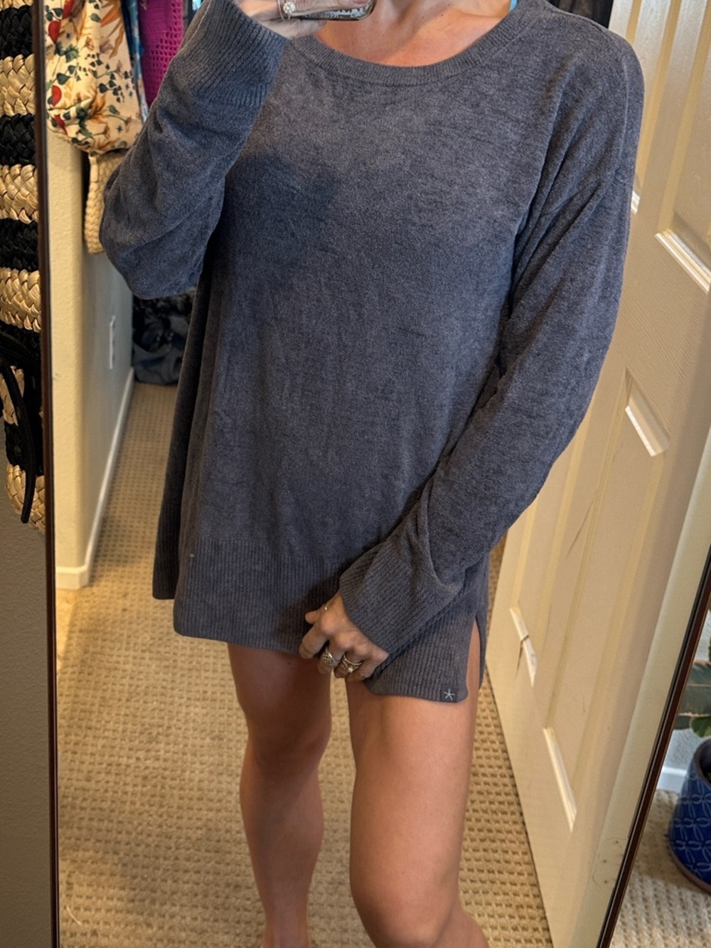 Barefoot Dreams CozyChic Ultra Lite Sweater or use as short dress– Gray (XL)